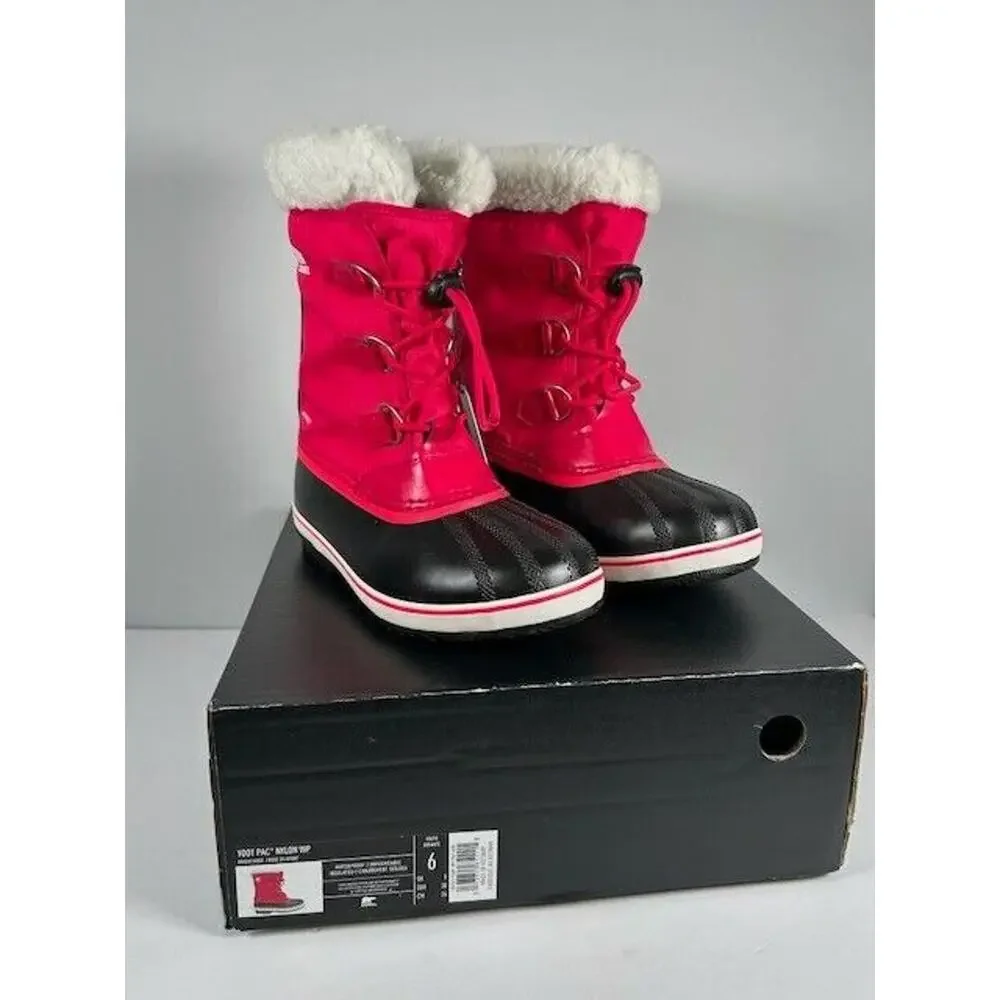 Sorel YOOT‎ PAC Nylon Waterproof Winter Boots Insulated Bright Rose Youth Size 6
